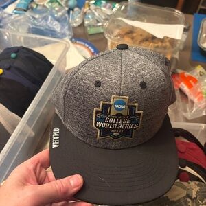 College world series Zephyr Light Gray and Black Snapback Hat -